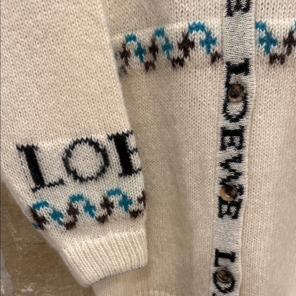 Loewe Obersized Graphic Cream Knit Cardigan with Pockets -size S- NEW - Picture 6 of 12